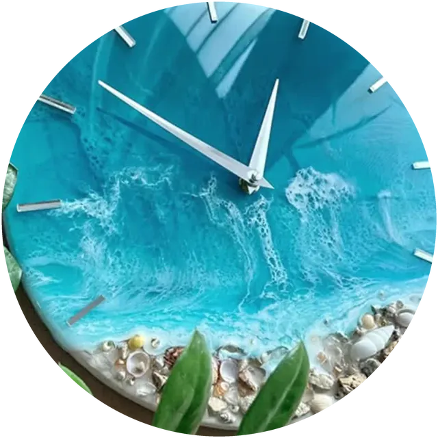 Reloj de pared de resina con efecto océano